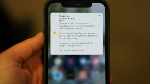 Bilde av mobilskjerm som viser en test